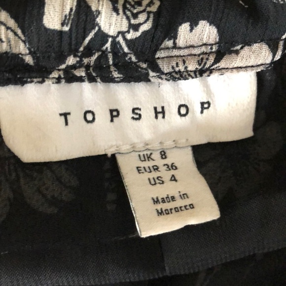 Topshop Gathered Channel Dress Waisted Printed Mini Mono NWT 4 - Picture 7 of 8